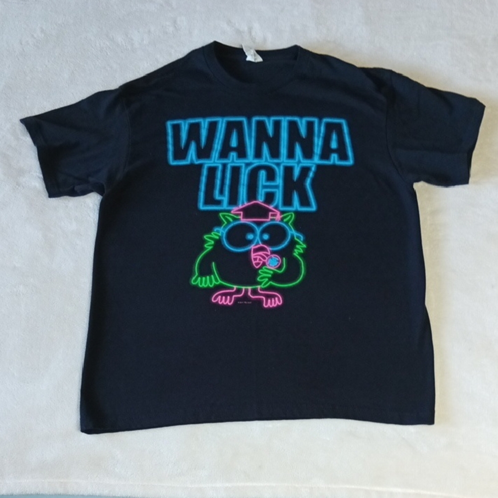 Black Graphic T-Shirt With the Owl From the Tootsie Pop Commercials, Size Lg